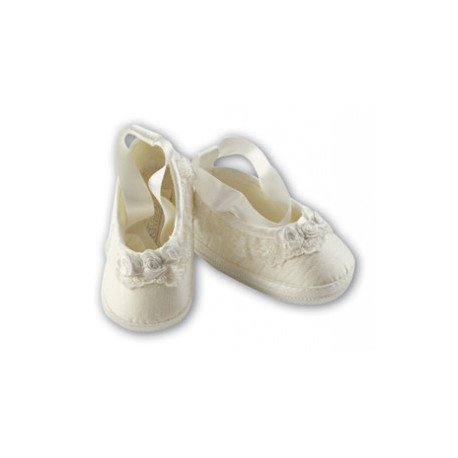 Sarah Louise Ivory Christening Baby Girl Shoes Style 004434