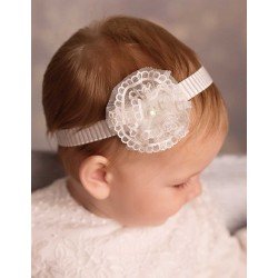 Ivory Baby Girl Christening Headband Style Marcelina