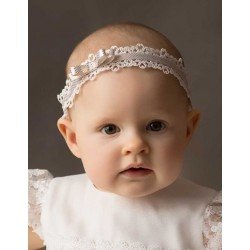 Ivory/Gold Baby Girl Christening Headband Style Erica Headband