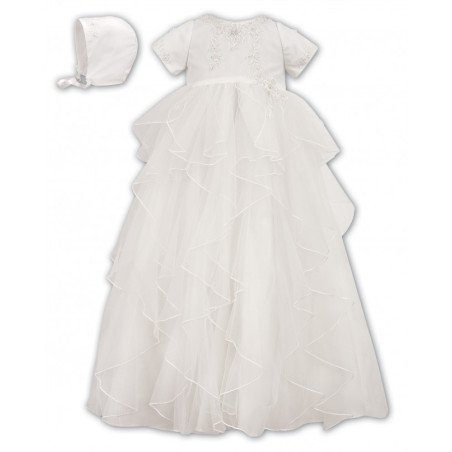 Sarah Louise Ivory Baby Girl Gown & Bonnet Style 001086