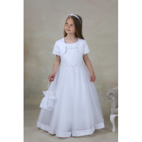 WHITE FIRST HOLY COMMUNION DRESS AND BOLERO STYLE EDELWEISS