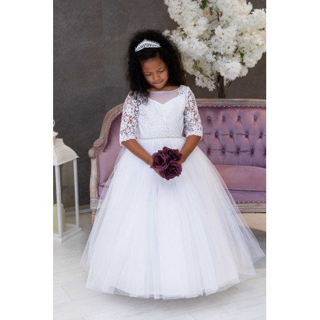 Modern Arabic Kids Pageant Dress With Cap Sleeves, Lace Barbie Crystal  Flower And Cute White First Holy Communion Design In Stock! From Huhu6,  $42.9 | DHgate.Com