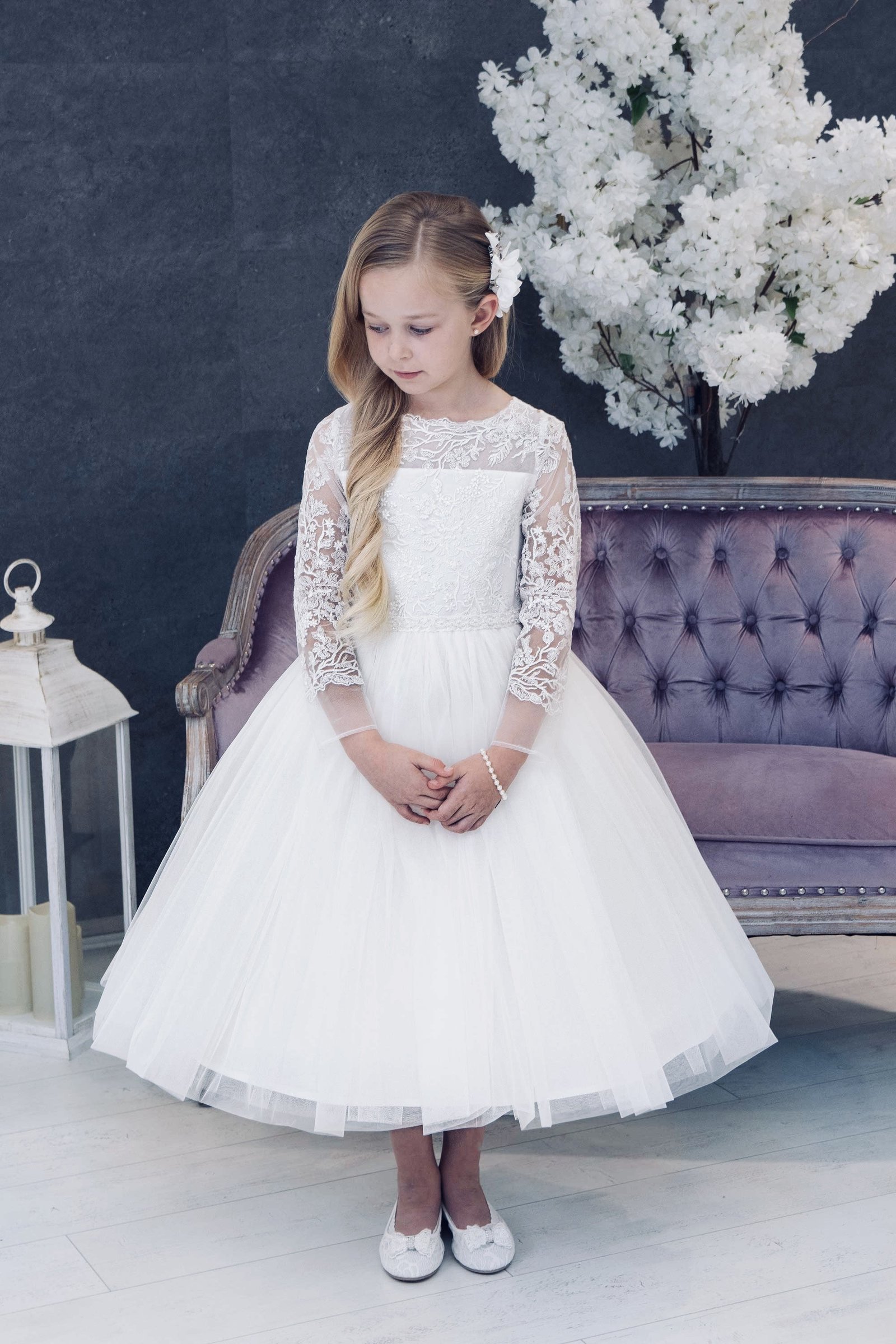 Handmade Ivory Ballerina Length First Holy Communion Dress