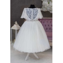 Handmade Ivory Ballerina Length First Holy Communion Dress Style CENNET SHORT IVORY