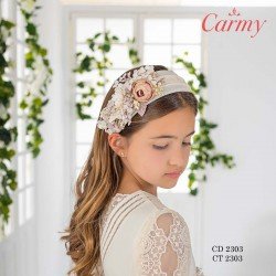 CARMY HANDMADE IVORY/PINK FIRST HOLY COMMUNION HEADBAND STYLE CD 2303