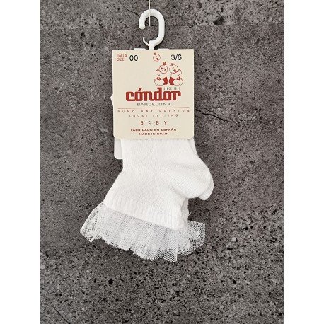 WHITE BABY GIRL CHRISTENING/BAPTISM SPANISH SOCKS STYLE 2.465/4