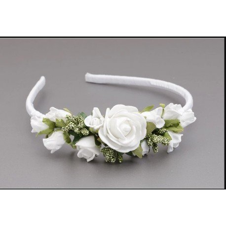 White/Green First Holy Communion Headband Style OW-064