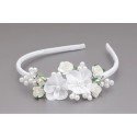 WHITE/GREEN FIRST HOLY COMMUNION HEADBAND STYLE OW-037