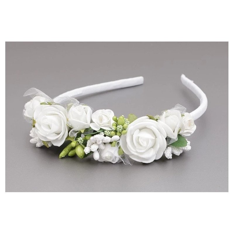 WHITE/GREEN FIRST HOLY COMMUNION HEADBAND STYLE OW-051