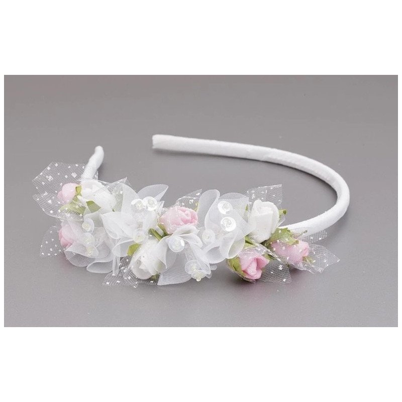 White/Pink/Green First Holy Communion Headband Style OW-066