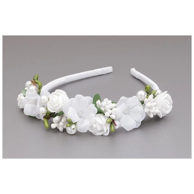 WHITE/GREEN FIRST HOLY COMMUNION HEADBAND STYLE OW-048