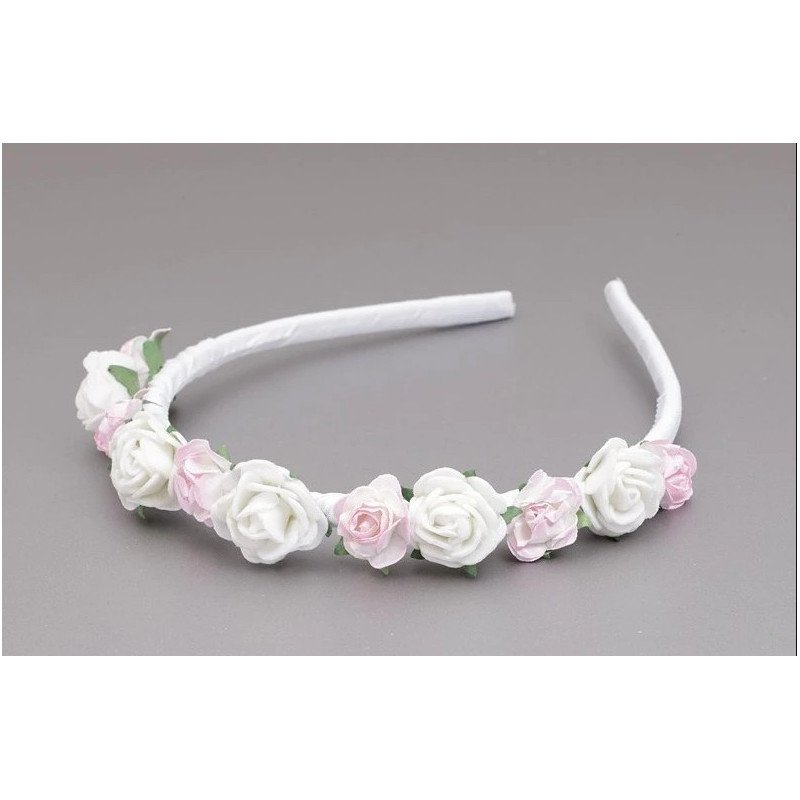 WHITE/PINK/GREEN FIRST HOLY COMMUNION HEADBAND STYLE OW-060