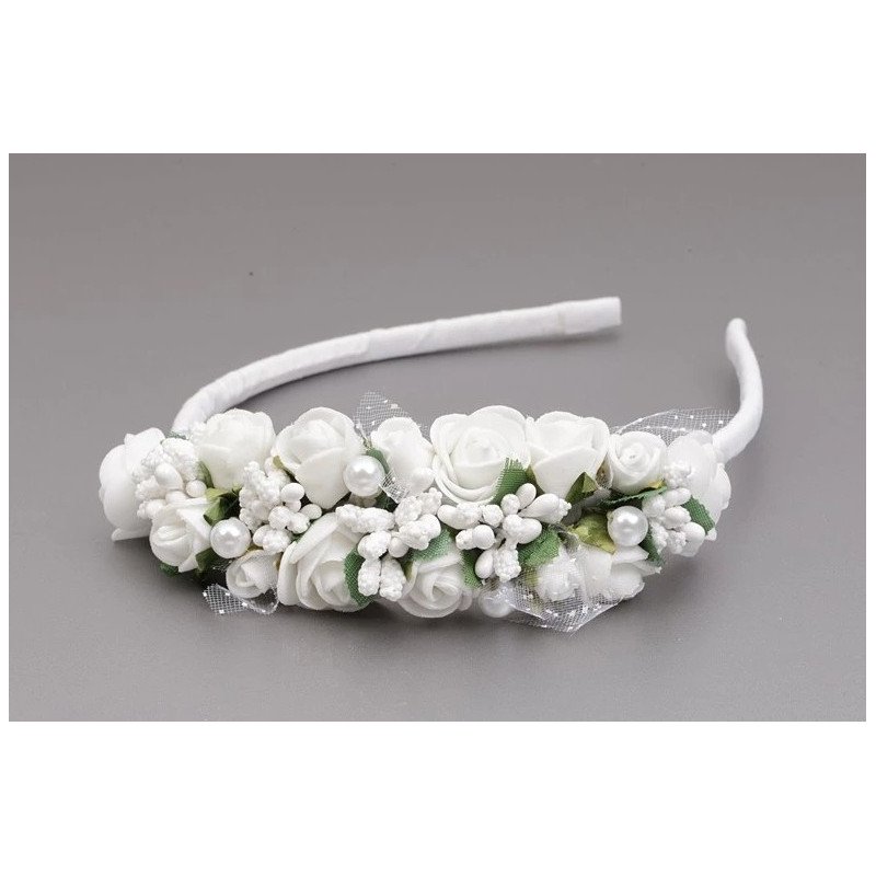 WHITE/GREEN FIRST HOLY COMMUNION HEADBAND STYLE OW-031