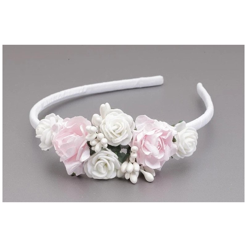 WHITE/PINK/GREEN FIRST HOLY COMMUNION HEADBAND STYLE OW-041