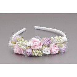 WHITE/PINK/GREEN FIRST HOLY COMMUNION HEADBAND STYLE OW-081
