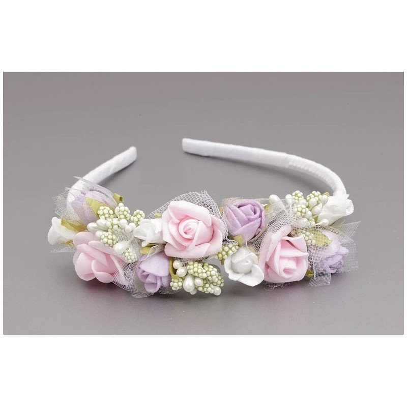 WHITE/PINK/GREEN FIRST HOLY COMMUNION HEADBAND STYLE OW-081