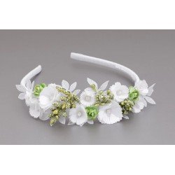 WHITE/GREEN FIRST HOLY COMMUNION HEADBAND STYLE OW-084
