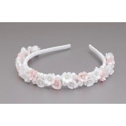 WHITE/PINK FIRST HOLY COMMUNION HEADBAND STYLE OW-082