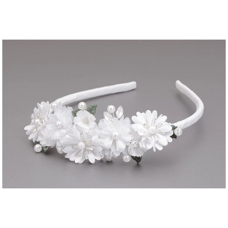 WHITE/GREEN FIRST HOLY COMMUNION HEADBAND STYLE OW-035