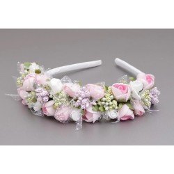 WHITE/PINK/GREEN FIRST HOLY COMMUNION HEADBAND STYLE OW-070