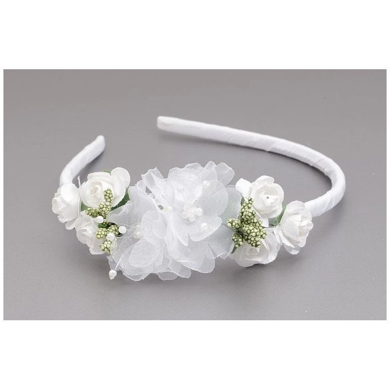 WHITE/GREEN FIRST HOLY COMMUNION HEADBAND STYLE OW-063