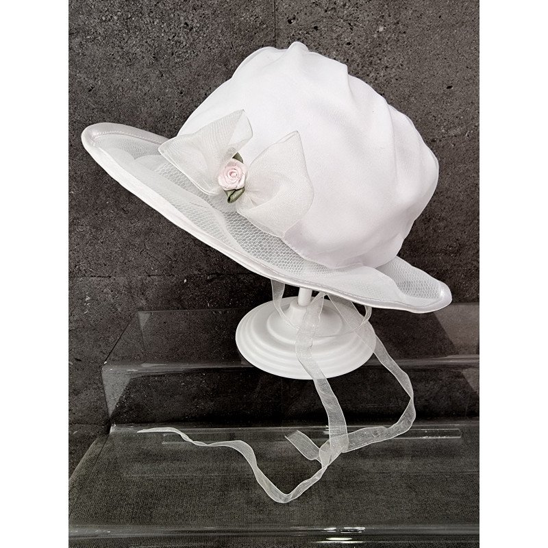 WHITE CHRISTENING BABY GIRL BONNET STYLE HAT 012