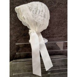 TETER WARM HANDMADE BABY GIRL IVORY CHRISTENING BONNET STYLE TM06