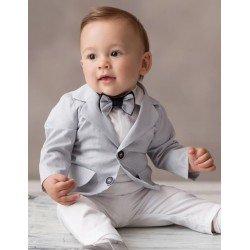White/Gray Baby Boy Christening Outfit Style ERYK
