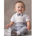 White/Gray 3 Pieces Baby Boy Christening Outfit Style FABIAN
