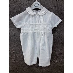 Sarah Louise White Baby Boy Christening Romper Style C6000