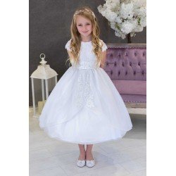 JOAN CALABRESE WHITE TEA-LENGTH FIRST HOLY COMMUNION DRESS STYLE 121307
