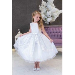 JOAN CALABRESE WHITE TEA-LENGTH FIRST HOLY COMMUNION DRESS STYLE 121305