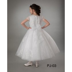 JOAN CALABRESE WHITE TEA-LENGTH FIRST HOLY COMMUNION DRESS STYLE PJ-03