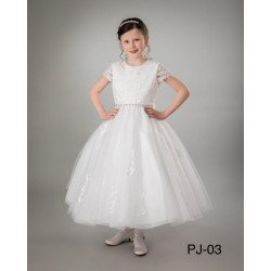 JOAN CALABRESE WHITE TEA-LENGTH FIRST HOLY COMMUNION DRESS STYLE PJ-03