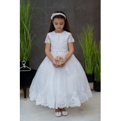 JOAN CALABRESE WHITE TEA-LENGTH FIRST HOLY COMMUNION DRESS STYLE PJ-22