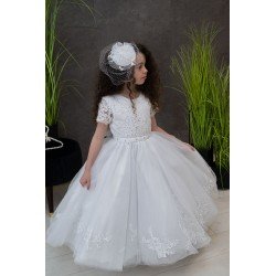 JOAN CALABRESE WHITE TEA-LENGTH FIRST HOLY COMMUNION DRESS STYLE PJ-07