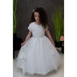 JOAN CALABRESE WHITE TEA-LENGTH FIRST HOLY COMMUNION DRESS STYLE PJ-21
