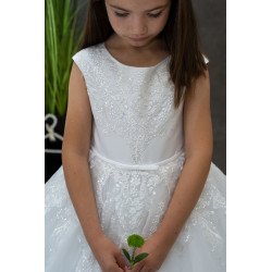 JOAN CALABRESE WHITE TEA-LENGTH FIRST HOLY COMMUNION DRESS STYLE PJ-15