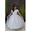 JOAN CALABRESE WHITE TEA-LENGTH FIRST HOLY COMMUNION DRESS STYLE PJ-03