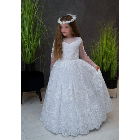 White Handmade First Holy Communion Dress Style GEORGINA