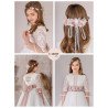 CARMY IVORY/PINK HANDMADE FIRST HOLY COMMUNION DRESS STYLE 3204