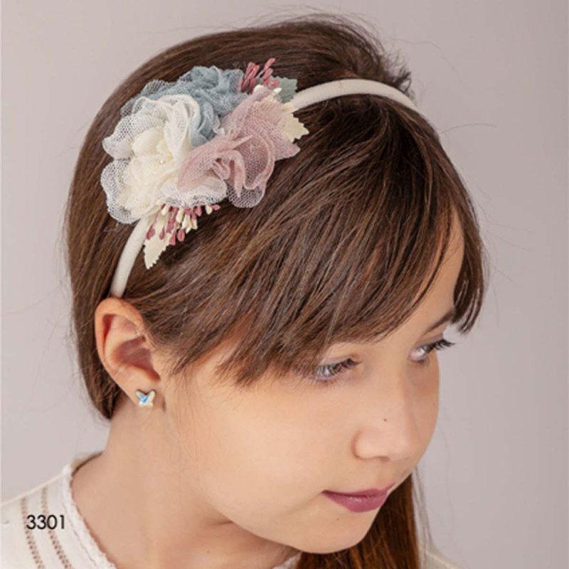 Carmy Ivory/Mint First Holy Communion Headband Style CD 3301