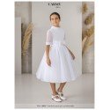 SPANISH WHITE HANDMADE BALLERINA LENGTH FIRST HOLY COMMUNION DRESS STYLE 4004