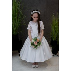 White Handmade Ballerina Length First Holy Communion Dress Style DELIA SHORT