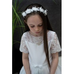 White Handmade Ballerina Length First Holy Communion Dress Style DELIA SHORT