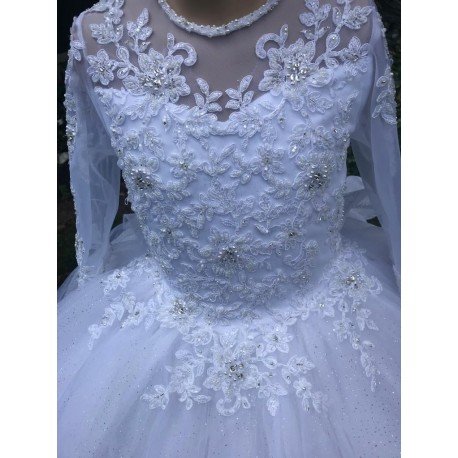 HANDMADE WHITE FIRST HOLY COMMUNION DRESS STYLE T-964