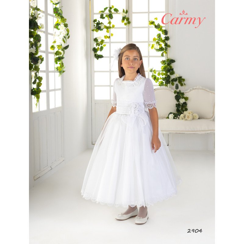 ELEGANT WHITE FIRST HOLY COMMUNION DRESS STYLE 2904