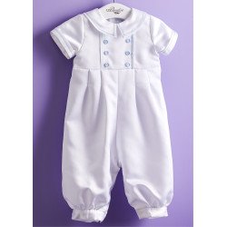 White/Blue Christening Romper & Hat Style ALEXANDER