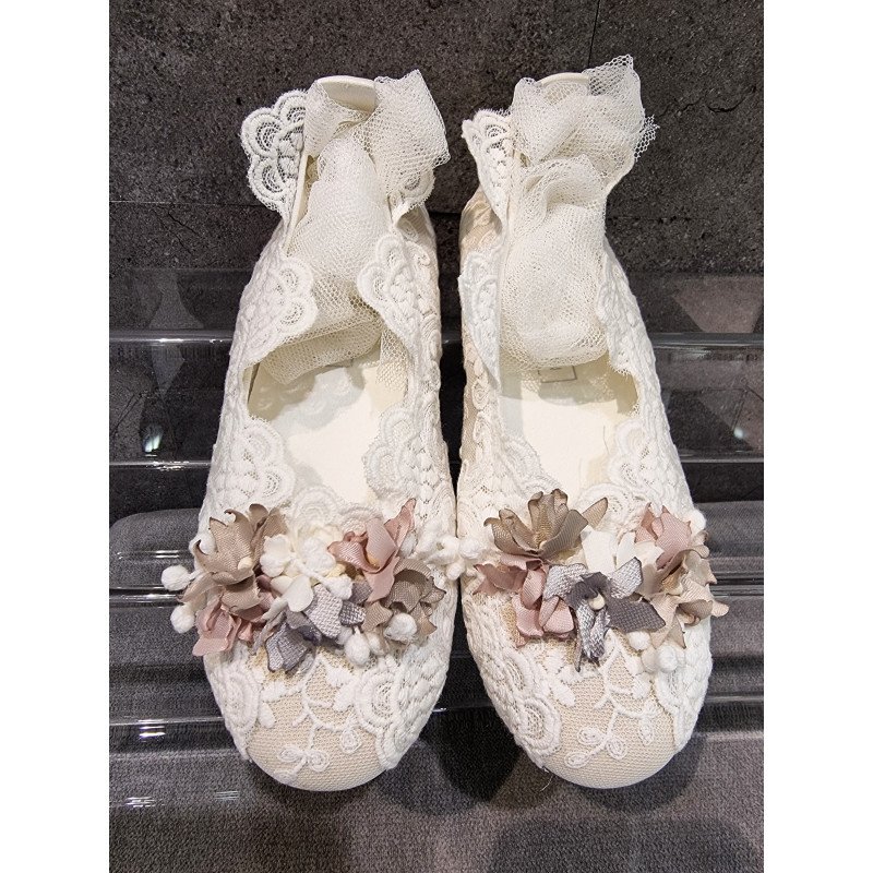 HANDMADE IVORY FIRST HOLY COMMUNION SPANISH SHOES STYLE 600815