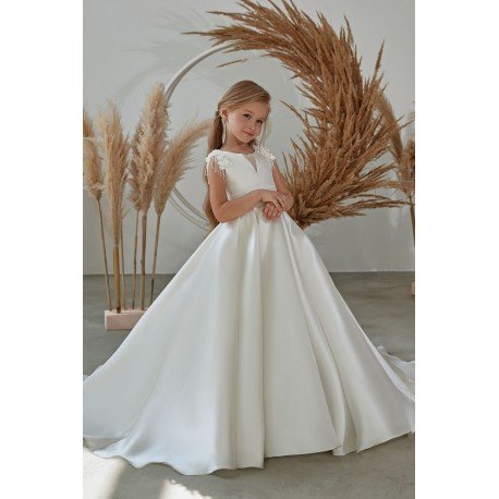 White First Holy Communion Dress Style FM075